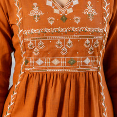 EthniFlair Ethnic Motifs Embroidered Pleated Aari Work Kurta Set