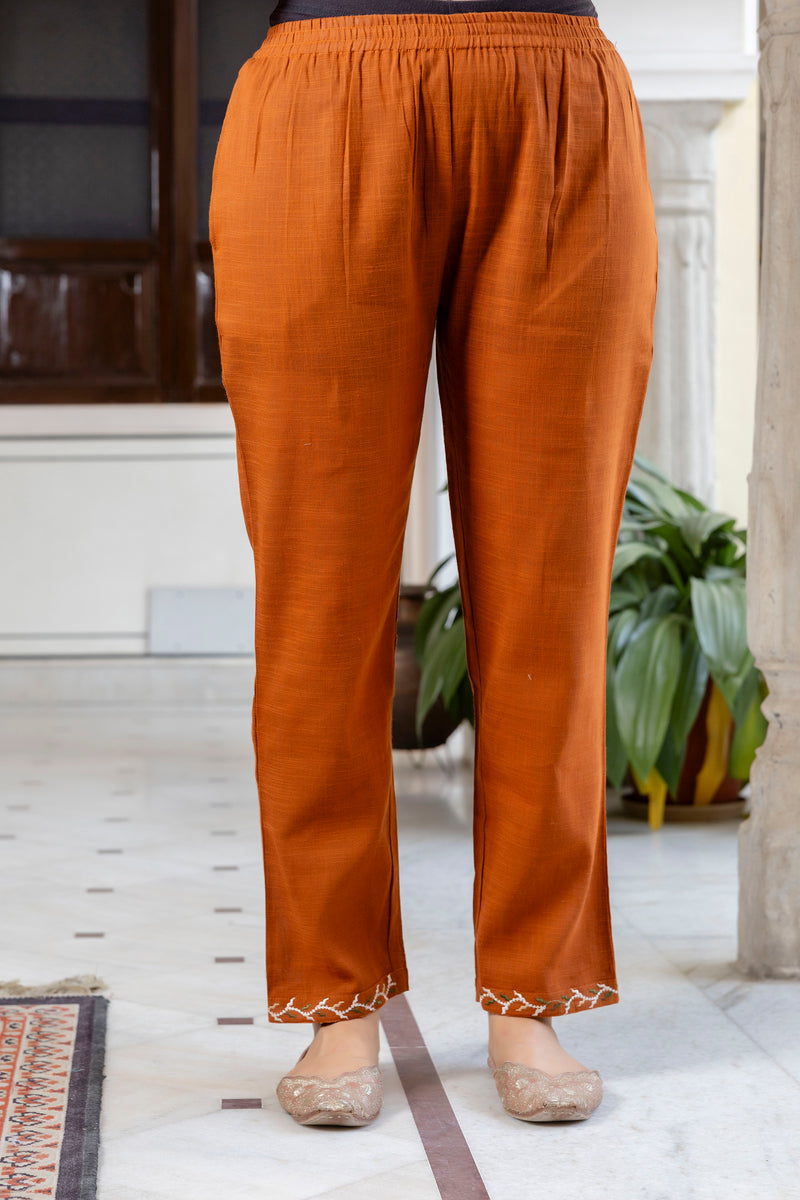 EthniFlair Ethnic Motifs Embroidered Pleated Aari Work Kurta Set