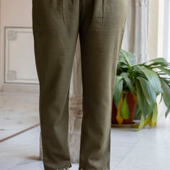 EthniFlair Ethnic Motifs Embroidered Pleated Aari Work Kurta Set