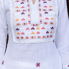 EthniFlair Embroidered Notch Neck Straight Kurta With Trousers & Dupatta