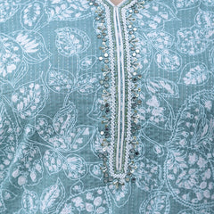 EthniFlair Floral Yoke Design Aari Work Kurta with Pyjamas & Dupatta