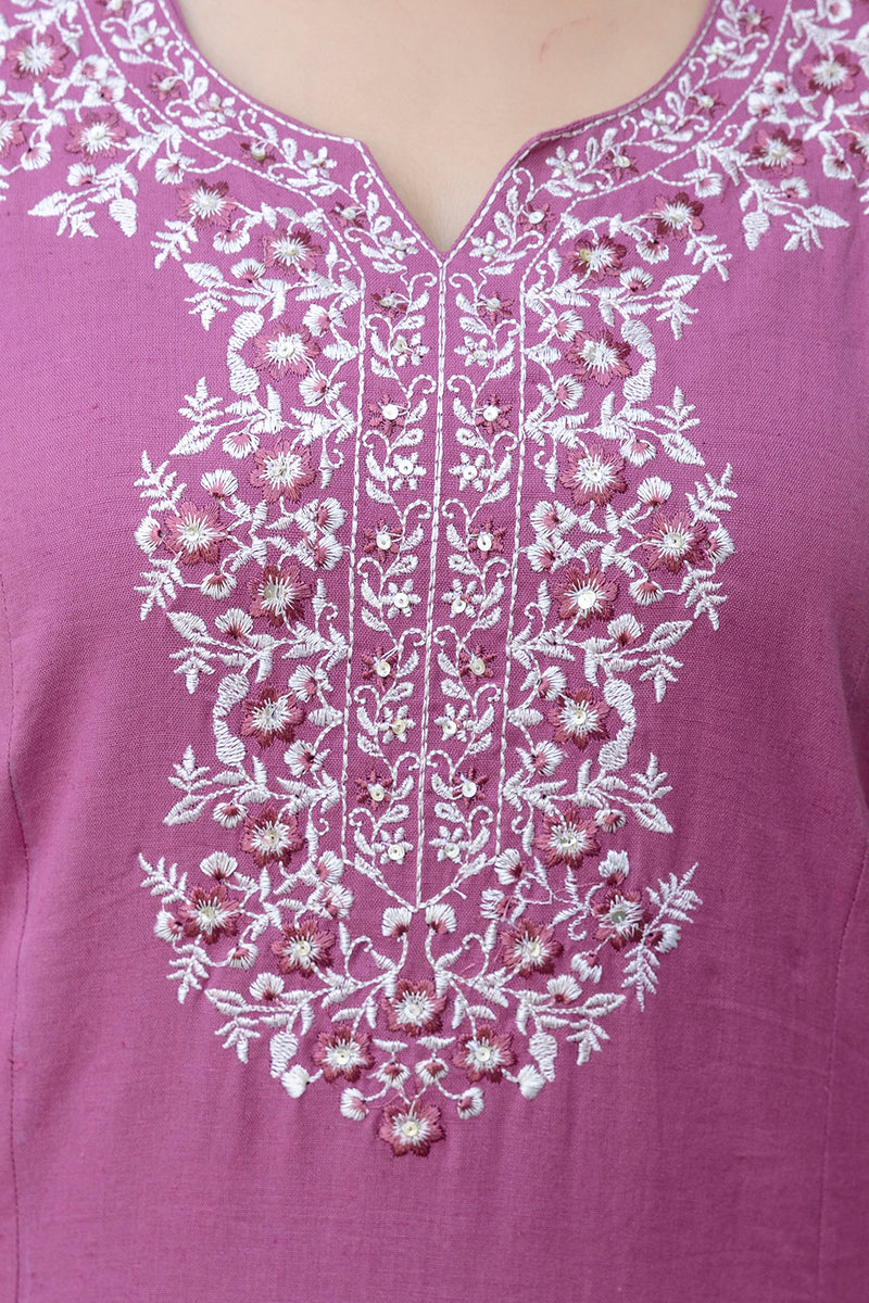 EthniFlair Yoke Design Notch Neck Straight Kurta With Trousers & Dupatta