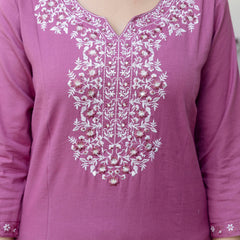 EthniFlair Yoke Design Notch Neck Straight Kurta With Trousers & Dupatta