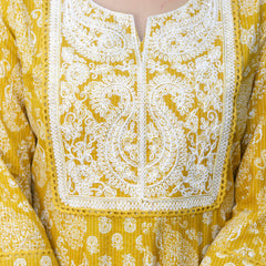 EthniFlair Floral Printed Notch Neck Anarkali Kurta & Trousers With Dupatta