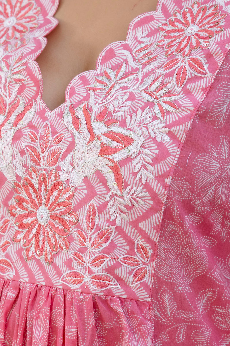 EthniFlair Floral Embroidered Kurta with Pyjama & Dupatta