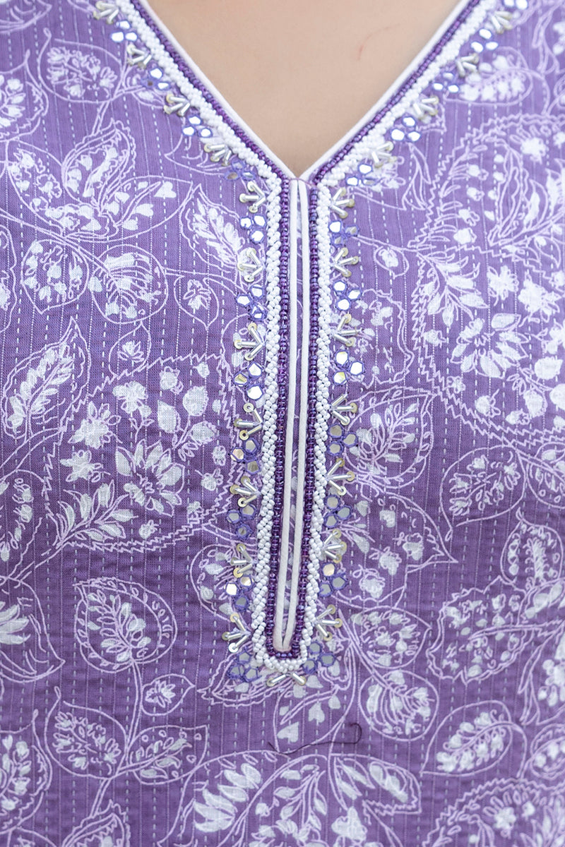 EthniFlair Floral Yoke Design Aari Work Kurta with Pyjamas & Dupatta