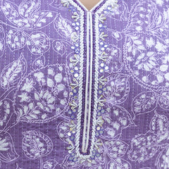 EthniFlair Floral Yoke Design Aari Work Kurta with Pyjamas & Dupatta
