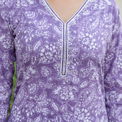 EthniFlair Floral Yoke Design Aari Work Kurta with Pyjamas & Dupatta