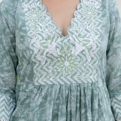 EthniFlair Floral Embroidered Kurta with Pyjama & Dupatta