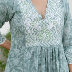 EthniFlair Floral Embroidered Kurta with Pyjama & Dupatta