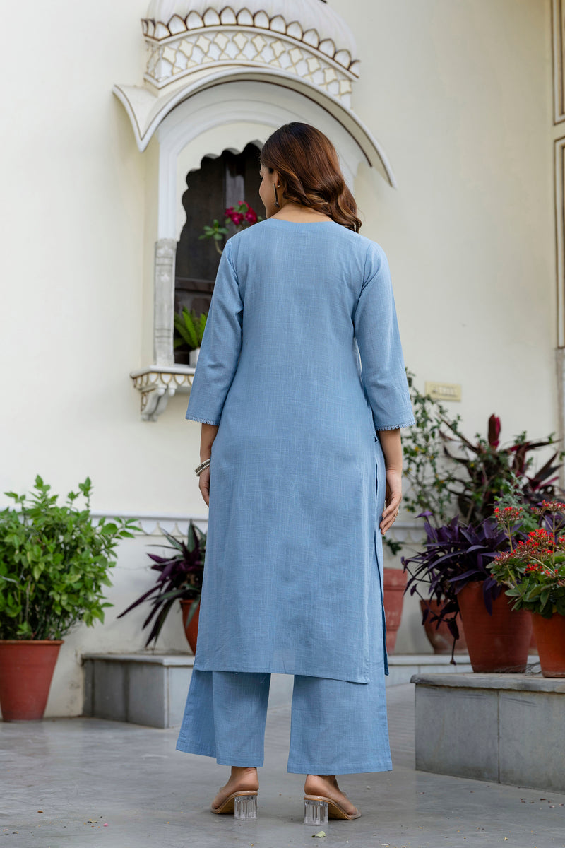 EthniFlair Phulari Pleated Kurta with Pyjama & Dupatta