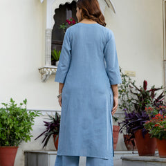 EthniFlair Phulari Pleated Kurta with Pyjama & Dupatta