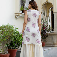 EthniFlair Floral Embroidered Aari Work Kurta with Sharara & Dupatta