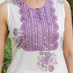 EthniFlair Floral Embroidered Aari Work Kurta with Sharara & Dupatta