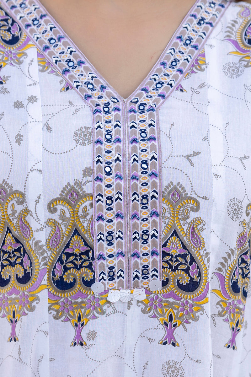 EthniFlair Floral Printed V Neck Anarkali Kurta & Trousers With Dupatta