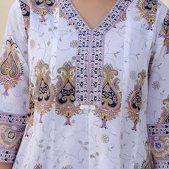 EthniFlair Floral Printed V Neck Anarkali Kurta & Trousers With Dupatta