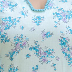 EthniFlair Floral Printed V Neck Straight Kurti & Trousers With Dupatta
