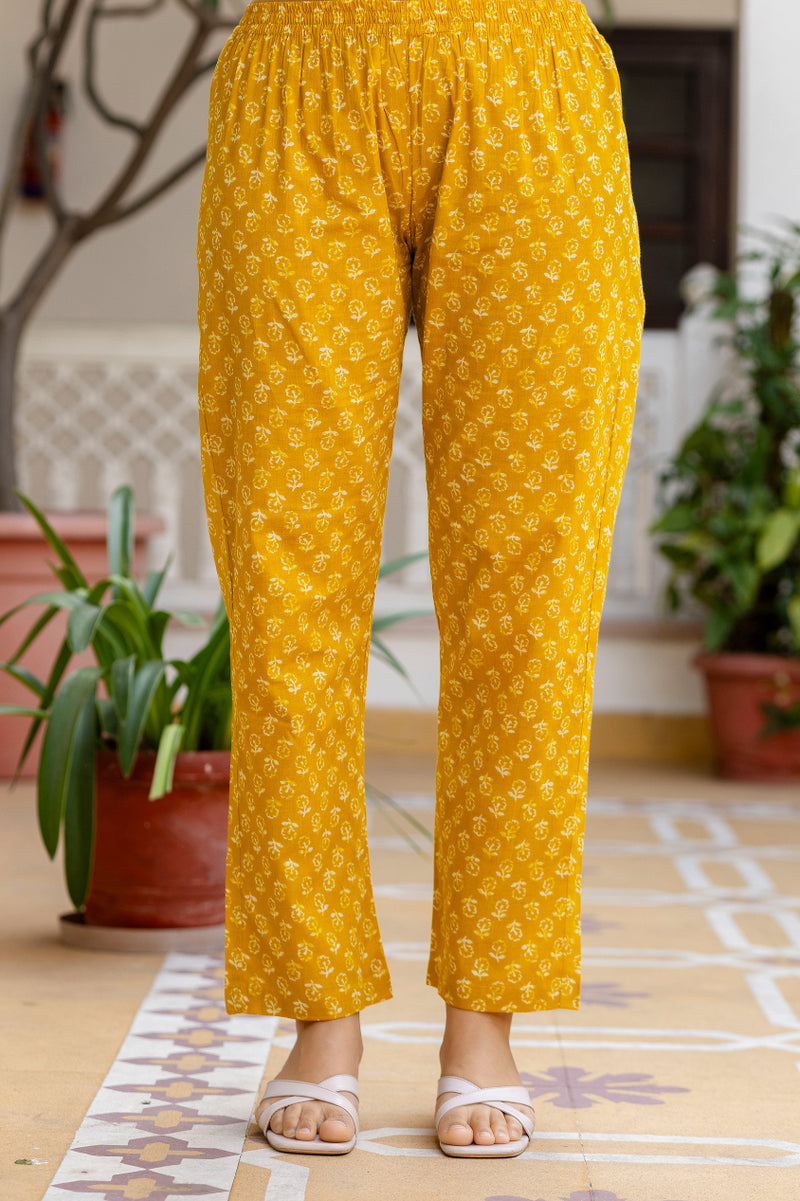 EthniFlair Women Floral Printed Panelled Sequinned Pure Cotton Kurta with Trousers & With Dupatta