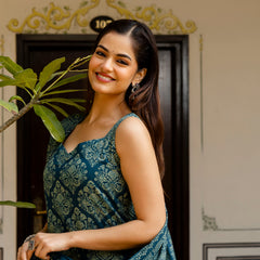 EthniFlair Women Ethnic Motifs Printed Regular Thread Work Pure Cotton Kurta with Palazzos & With Dupatta