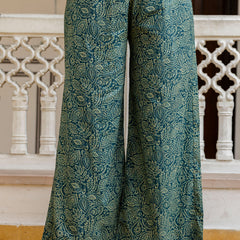 EthniFlair Women Ethnic Motifs Printed Regular Thread Work Pure Cotton Kurta with Palazzos & With Dupatta