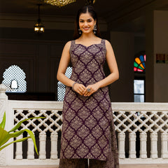 EthniFlair Women Ethnic Motifs Printed Regular Pure Cotton Kurta with Palazzos & With Dupatta
