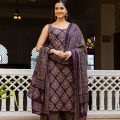 EthniFlair Women Ethnic Motifs Printed Regular Pure Cotton Kurta with Palazzos & With Dupatta