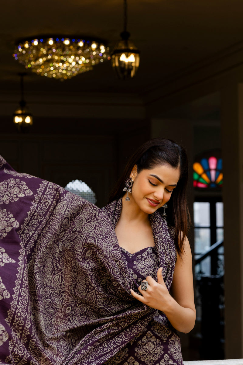 EthniFlair Women Ethnic Motifs Printed Regular Pure Cotton Kurta with Palazzos & With Dupatta