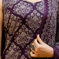 EthniFlair Women Ethnic Motifs Printed Regular Pure Cotton Kurta with Palazzos & With Dupatta