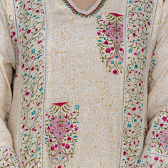 EthniFlair Floral Printed V-Neck A-Line Kurta With Trousers & Dupatta
