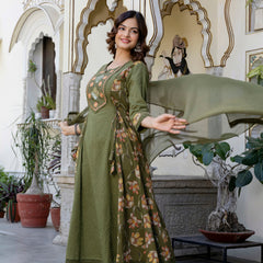 EthniFlair Floral Embroidered Sequinned Kurta with Palazzos & Dupatta
