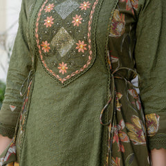 EthniFlair Floral Embroidered Sequinned Kurta with Palazzos & Dupatta