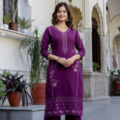EthniFlair Ethnic Motifs Embroidered Kurta with Trousers & Dupatta
