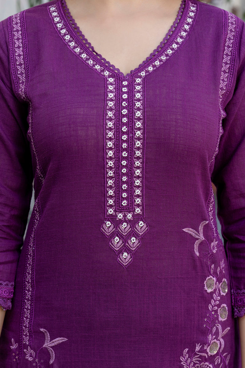 EthniFlair Ethnic Motifs Embroidered Kurta with Trousers & Dupatta