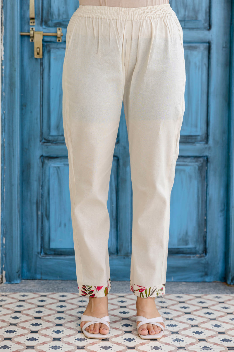 EthniFlair Floral Printed A-Line Kurta with Trousers