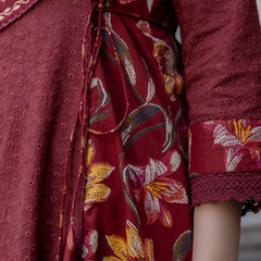 EthniFlair Floral Embroidered Schiffli Kurta with Palazzos & Dupatta