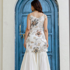 EthniFlair Floral Printed Gotta Patti Kurti with Sharara & Dupatta