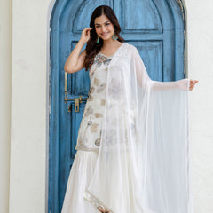 EthniFlair Floral Printed Gotta Patti Kurti with Sharara & Dupatta