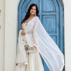 EthniFlair Floral Printed Gotta Patti Kurti with Sharara & Dupatta