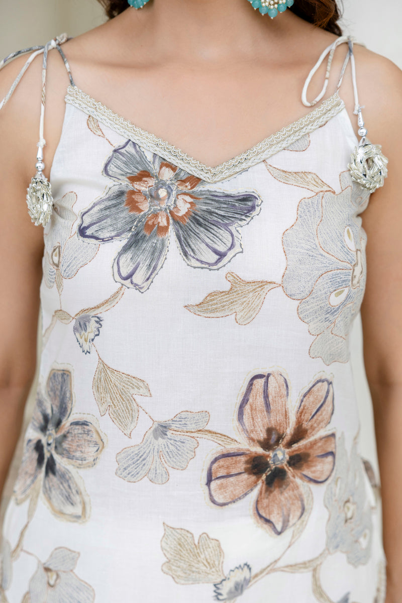 EthniFlair Floral Printed Gotta Patti Kurti with Sharara & Dupatta