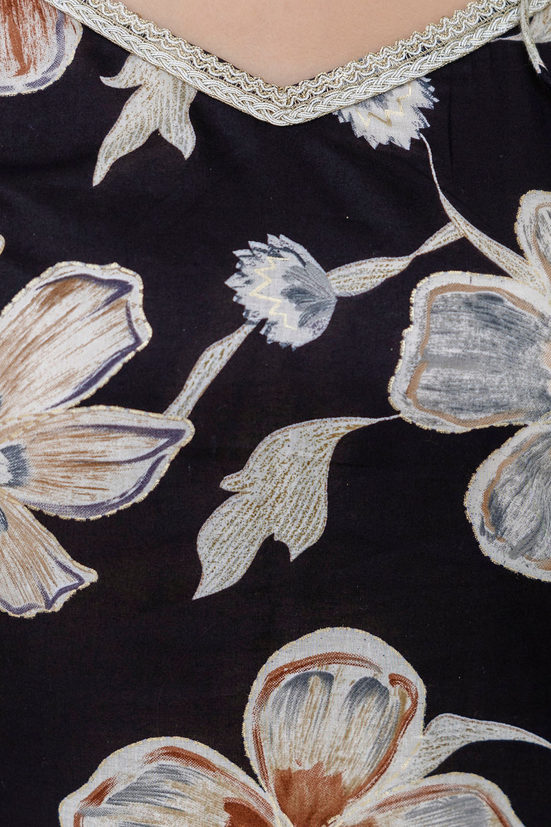 EthniFlair Floral Printed Gotta Patti Kurti with Sharara & Dupatta