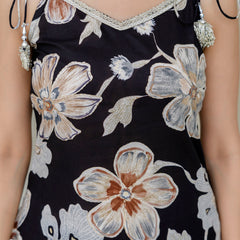 EthniFlair Floral Printed Gotta Patti Kurti with Sharara & Dupatta