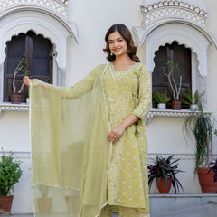 EthniFlair Floral Printed Kurta with Palazzos & Dupatta
