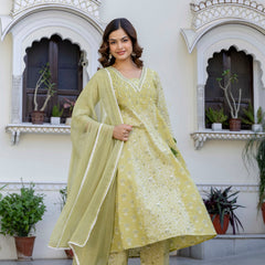 EthniFlair Floral Printed Kurta with Palazzos & Dupatta