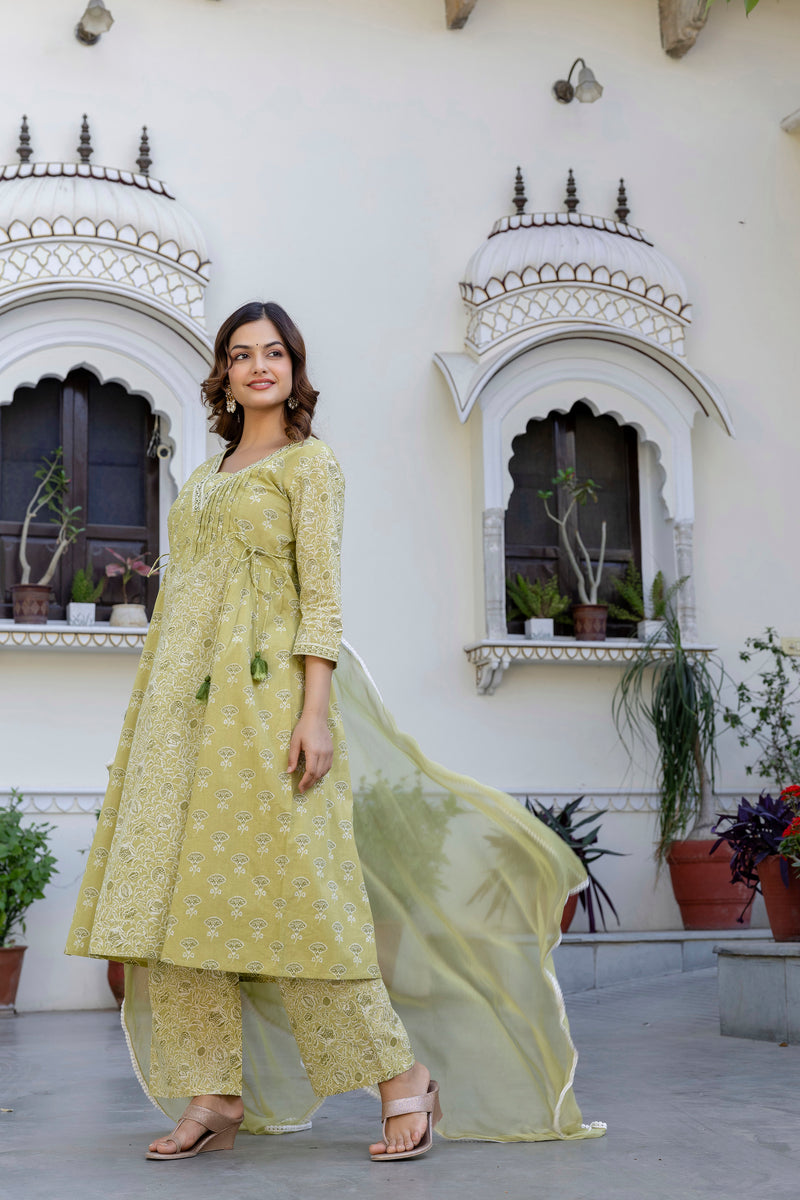 EthniFlair Floral Printed Kurta with Palazzos & Dupatta