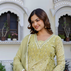 EthniFlair Floral Printed Kurta with Palazzos & Dupatta