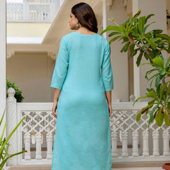 EthniFlair Floral Printed Aari Work Kurta with Pyjamas & Dupatta