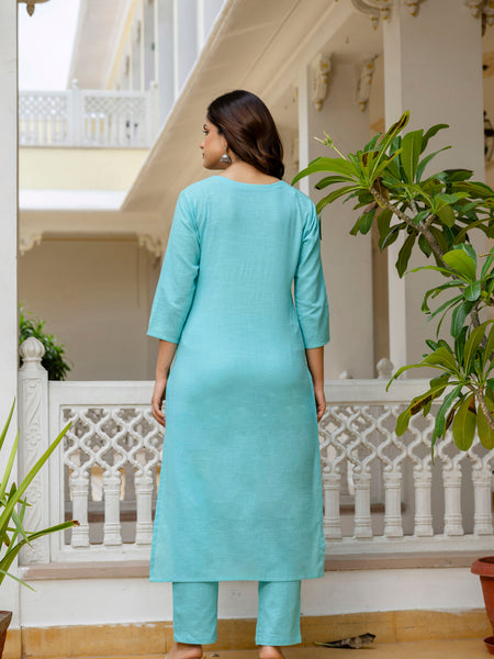 EthniFlair Floral Printed Aari Work Kurta with Pyjamas & Dupatta