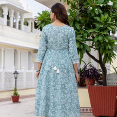 EthniFlair Floral Printed Anarkali Kurta with Trousers & Dupatta