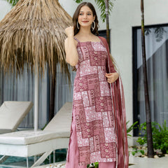 EthniFlair Ethnic Motifs Printed Silk Straight Kurta With Palazzos & Dupatta