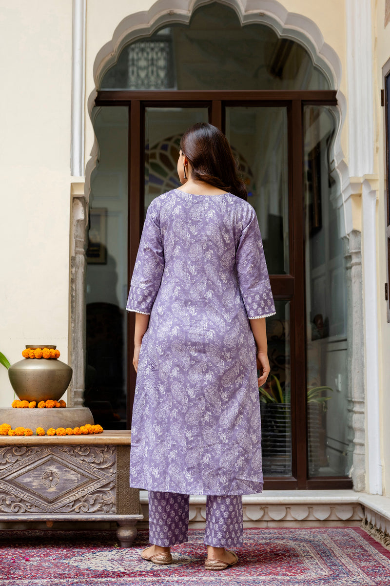 EthniFlair Ethnic Motifs Embroidered Kurta with Pyjamas & Dupatta